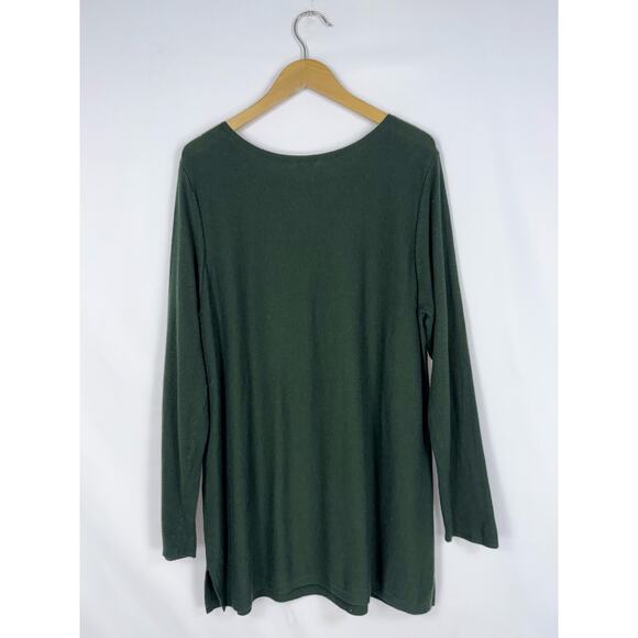 J Jill Women's Olivia Boatneck Tunic Sweater Large Hunter Green - Picture 6 of 12